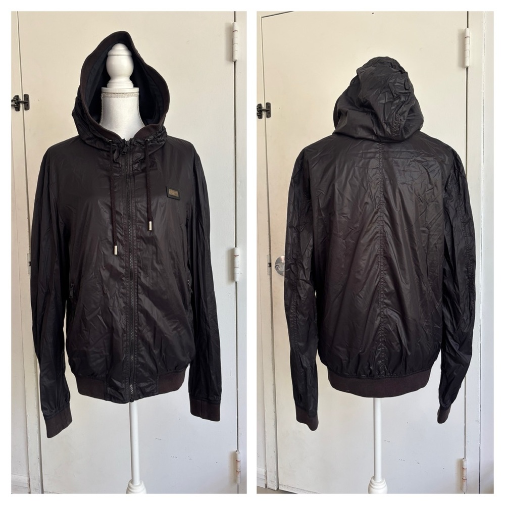 DOLCE & GABBANA Windbreaker in Black with Hoodie Size EU 50